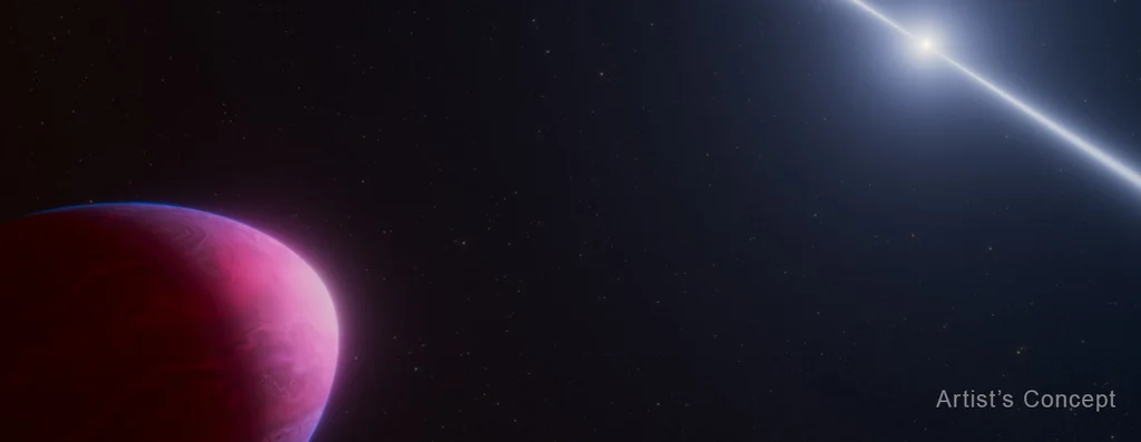 Ilustración artística de PSR J2322-2650b, exoplaneta alargado por la gravedad de un púlsar