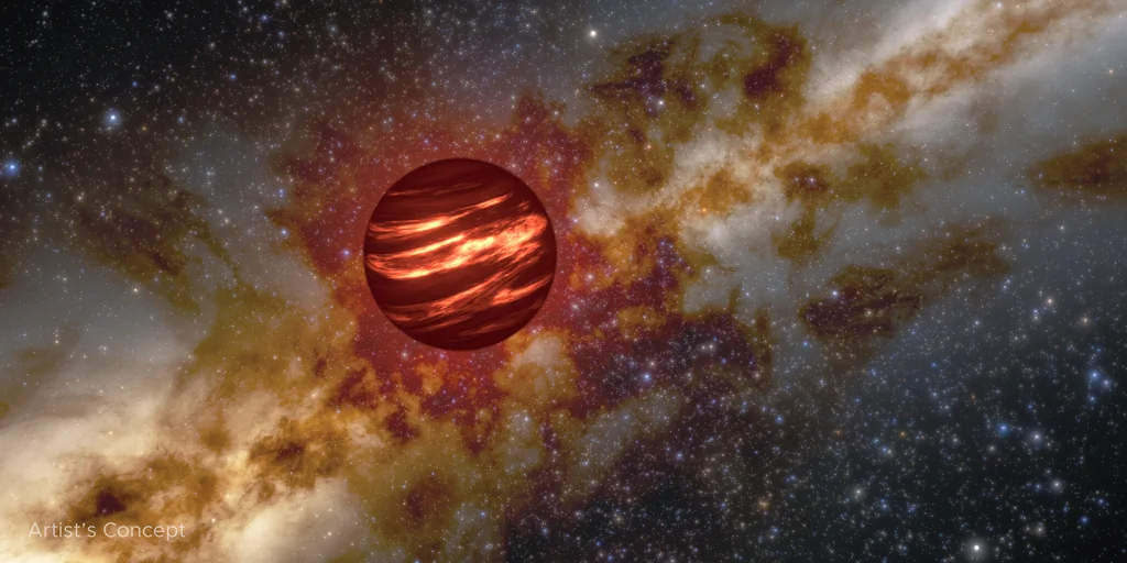 Ilustración de NASA de The Accident, la enana marrón cuyo espectro mostró silano y ayuda a entender la química de Júpiter y Saturno
