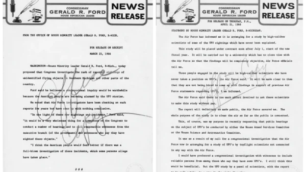 Documento oficial reproducido por los Archivos Nacionales de EE. UU. sobre la presión política para investigar avistamientos de OVNIs en 1966