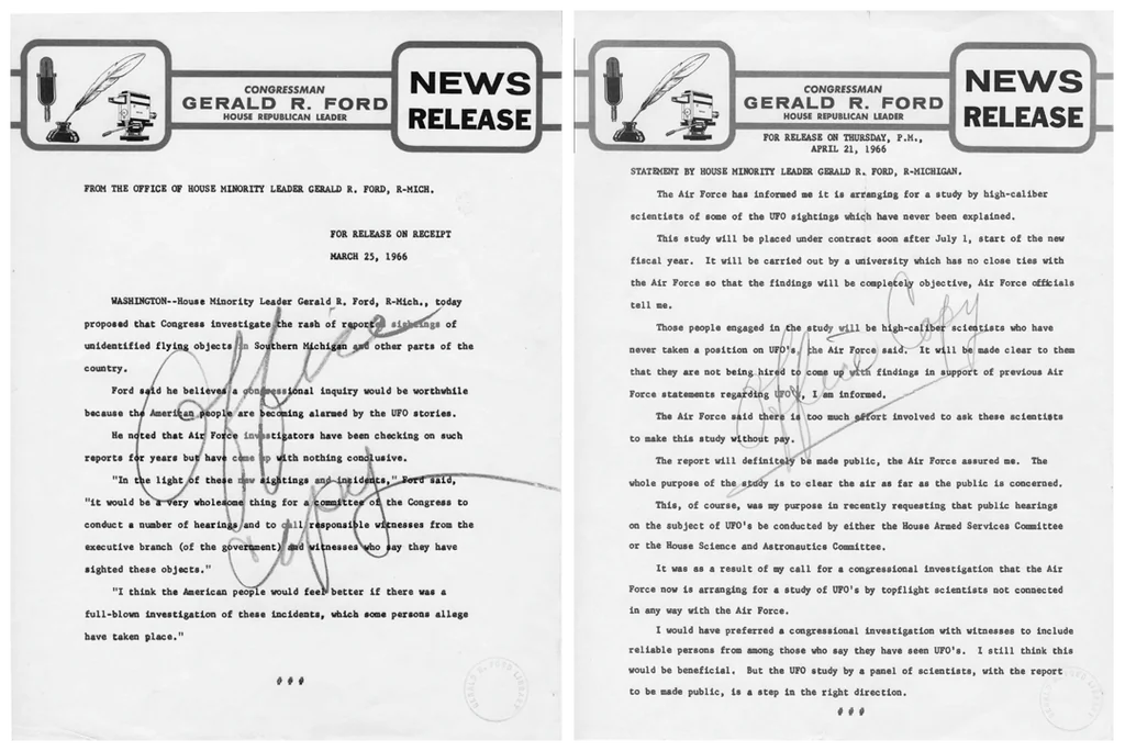 Documento oficial reproducido por los Archivos Nacionales de EE. UU. sobre la presión política para investigar avistamientos de OVNIs en 1966