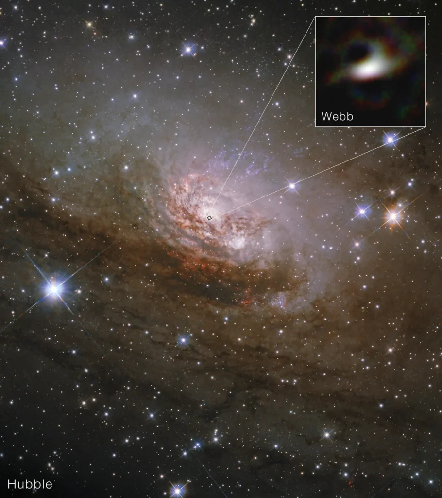 Composición de Hubble y Webb de la galaxia Circinus