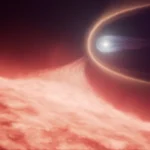 Ilustración oficial de una enana blanca fusionándose con otra estrella, usada por NASA y ESA para explicar el caso de WD 0525+526
