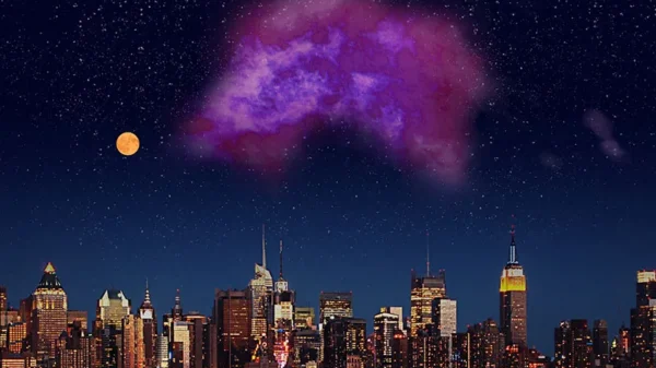Representación de la nube molecular Eos cerca del entorno del Sol