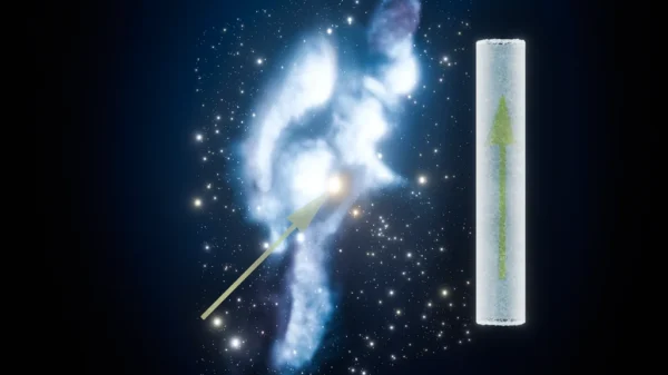 Ilustración del recorrido del sistema solar por la Nube Interestelar Local y la llegada de hierro-60 al hielo antártico