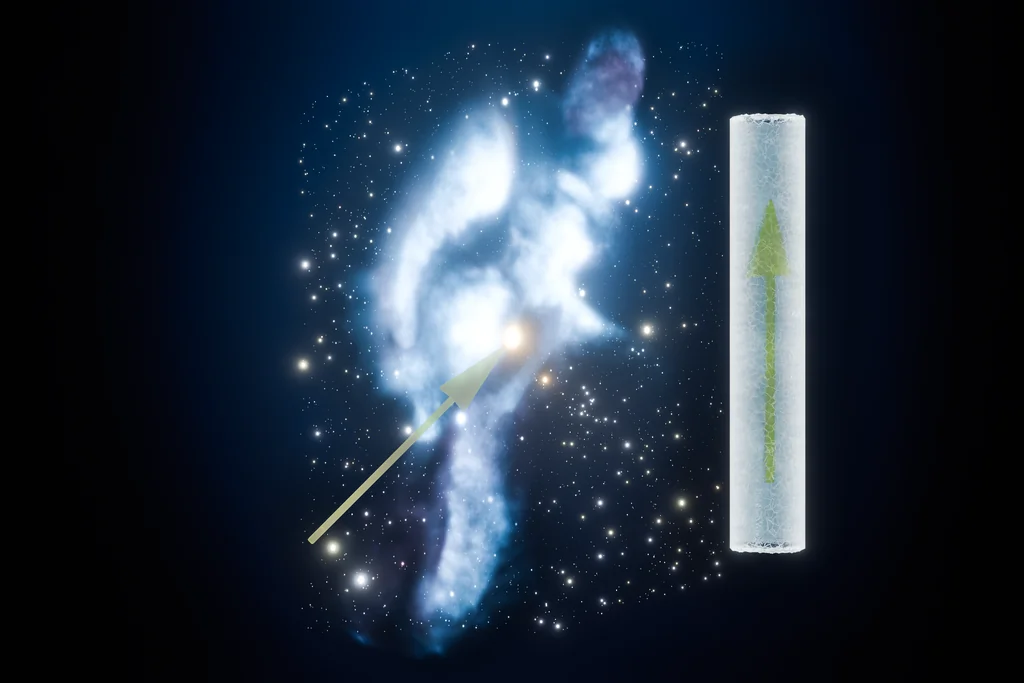 Ilustración del recorrido del sistema solar por la Nube Interestelar Local y la llegada de hierro-60 al hielo antártico