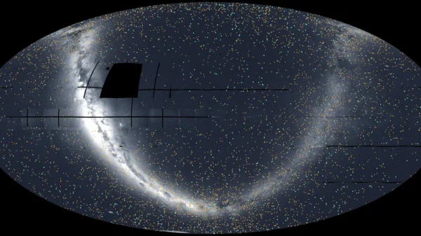 Mapa completo de TESS con puntos que indican exoplanetas confirmados y candidatos detectados por la misión