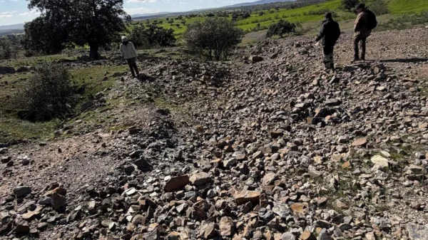 Vista de una antigua zona minera documentada en Extremadura y asociada a la Edad del Bronce