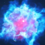 Imagen compuesta de la supernova SN 2017egm y su probable señal gamma observada por Fermi