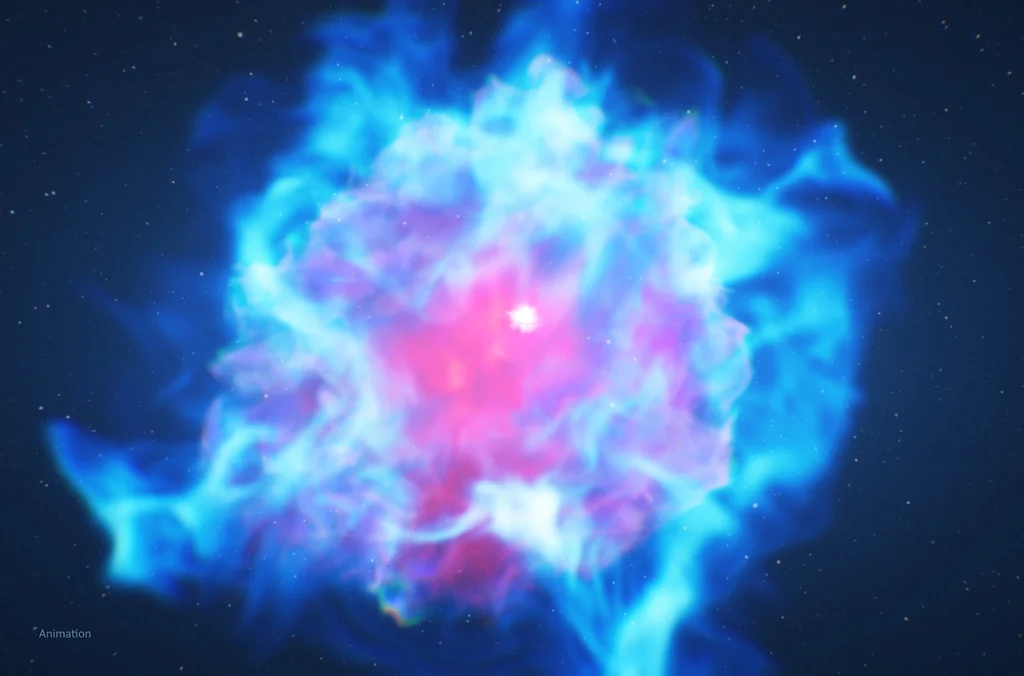 Ilustración oficial asociada al hallazgo de Fermi sobre la supernova superluminosa SN 2017egm y su posible motor magnetar
