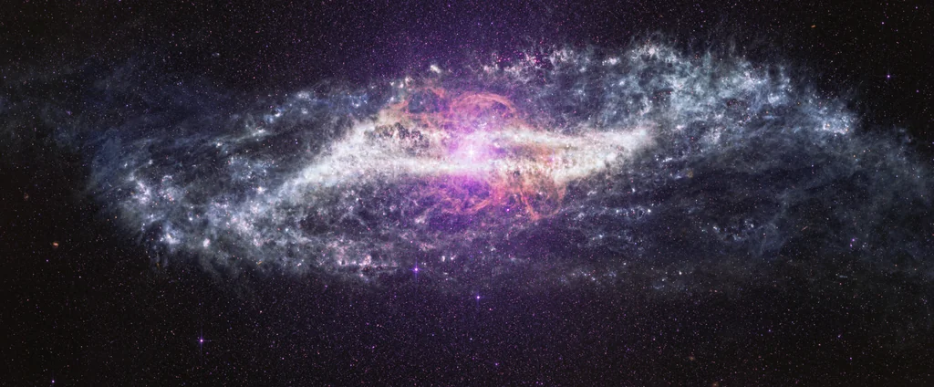Imagen en infrarrojo medio (MIRI) de la galaxia activa Centaurus A captada por el telescopio espacial James Webb. Créditos: NASA, ESA, CSA, STScI.