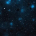 Mapa de materia oscura elaborado con el telescopio James Webb: las zonas azules más brillantes indican mayor densidad de materia oscura sobre un campo de galaxias.