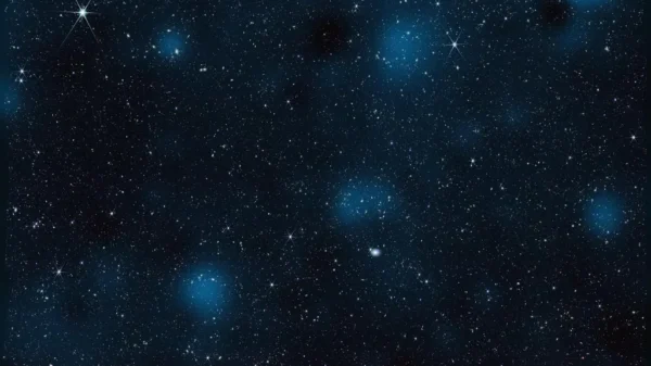 Mapa de materia oscura elaborado con el telescopio James Webb: las zonas azules más brillantes indican mayor densidad de materia oscura sobre un campo de galaxias.
